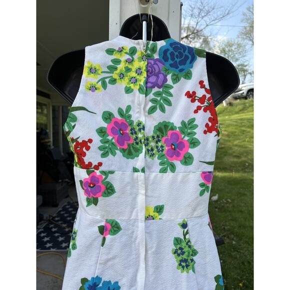 Vintage 1970s Mod Day Glow Neon Floral Retro Maxi Dress Sz Med Sleeveless Groovy - Picture 8 of 10